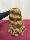 Cabelo humano natural loiro claro ondulado 45cm 153g — mega hair peça única CWB, vista de trás
