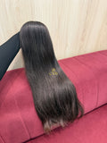 Cabelo humano natural castanho médio ondulado 59cm 242g — mega hair peça única CWB, vista de trás