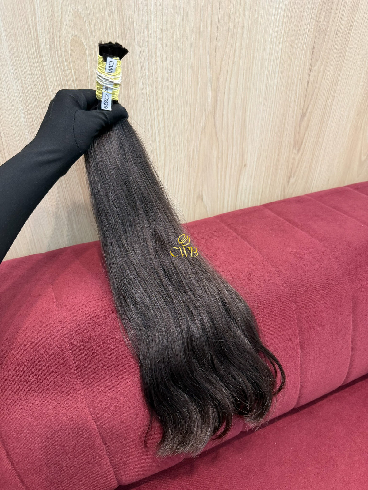 Textura do mega hair castanho médio ondulado natural CWB — peça única