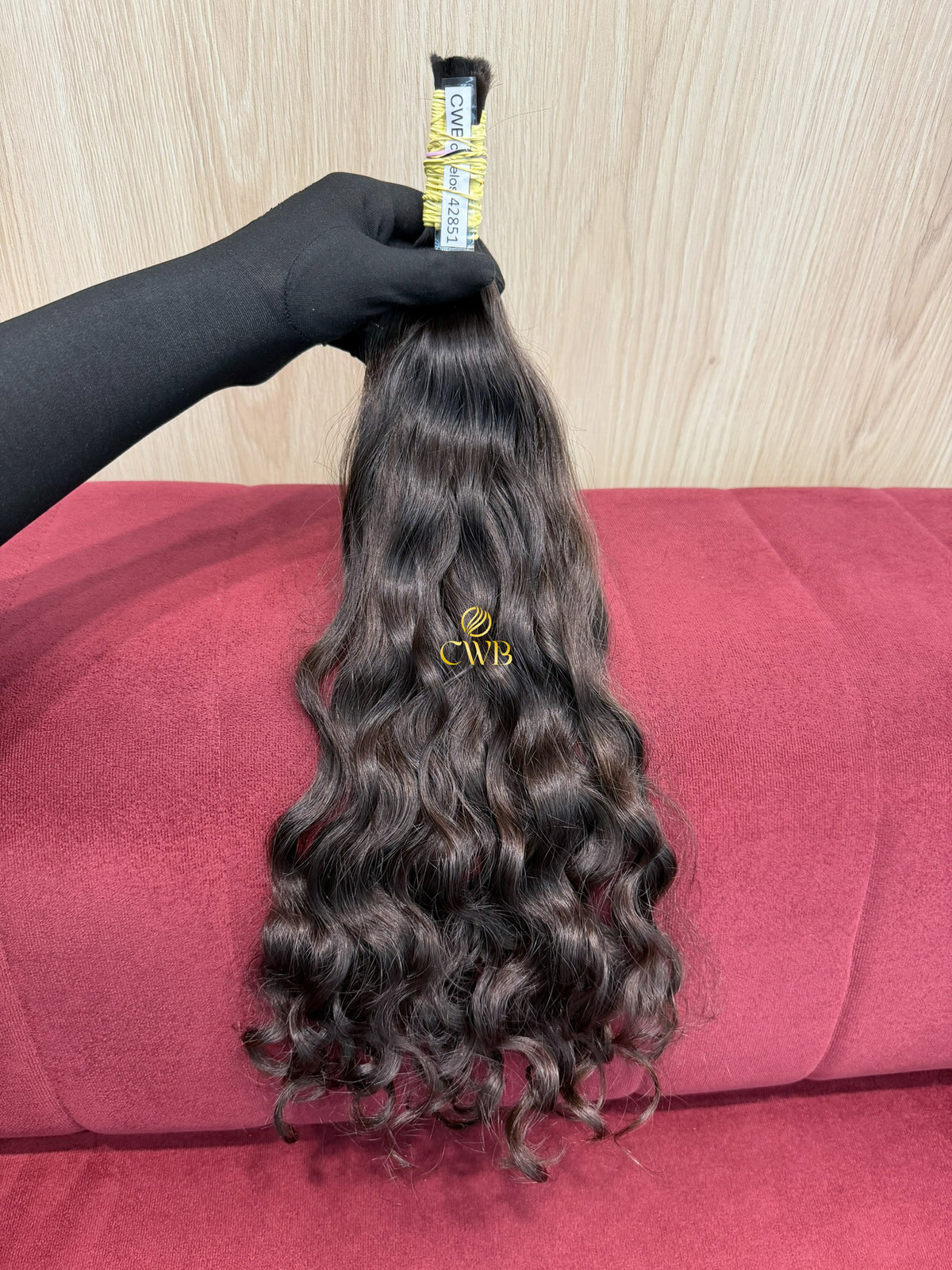 Cabelo castanho escuro 49cm sendo medido — 91g brasileiro do Sul