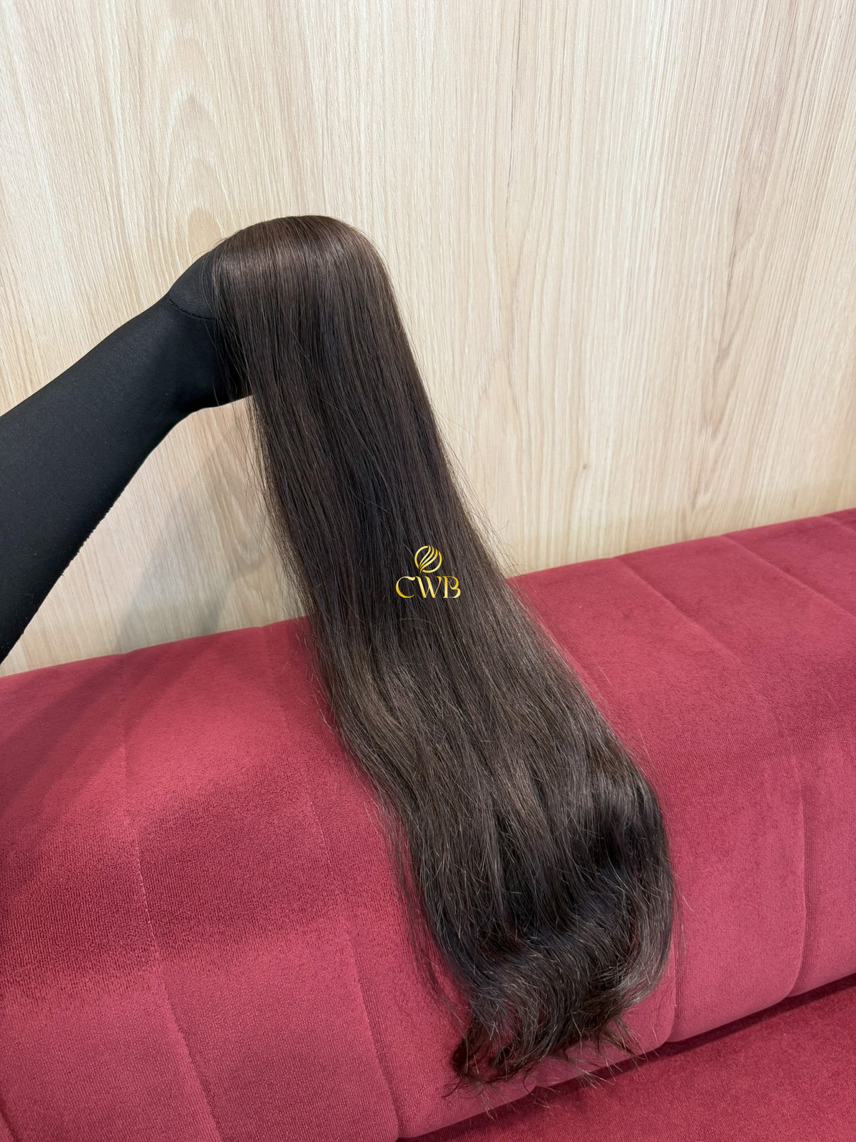 Cabelo humano natural castanho claro ondulado 64cm 71g — mega hair peça única CWB, vista de trás