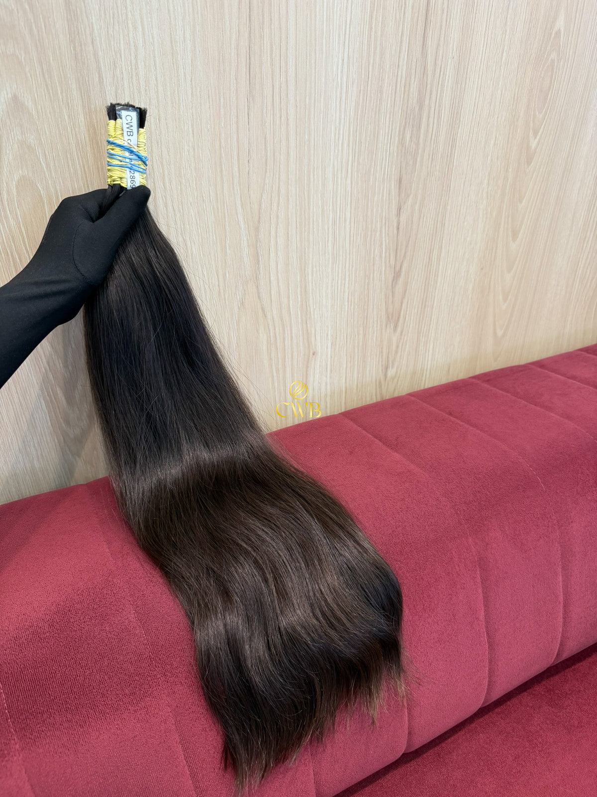 Textura do mega hair castanho médio ondulado natural CWB — peça única