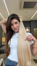Cabelo Loiro Descolorido Raiz Esfumada 69cm 198g Brasileiro do Sul
