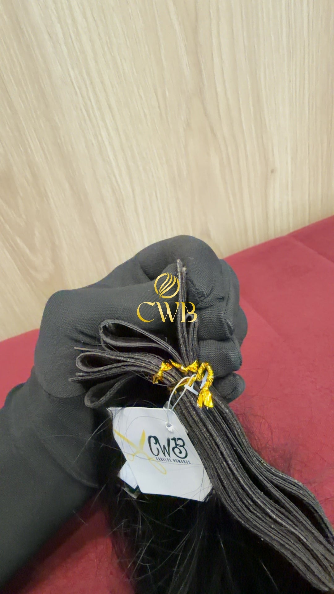 Textura do mega hair castanho escuro ondulado natural CWB — peça única