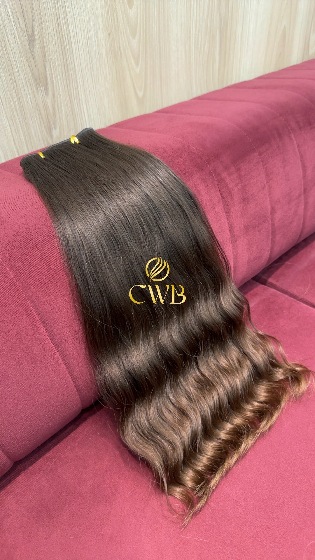 Cabelo loiro escuro 53cm sendo medido — 130g brasileiro do Sul