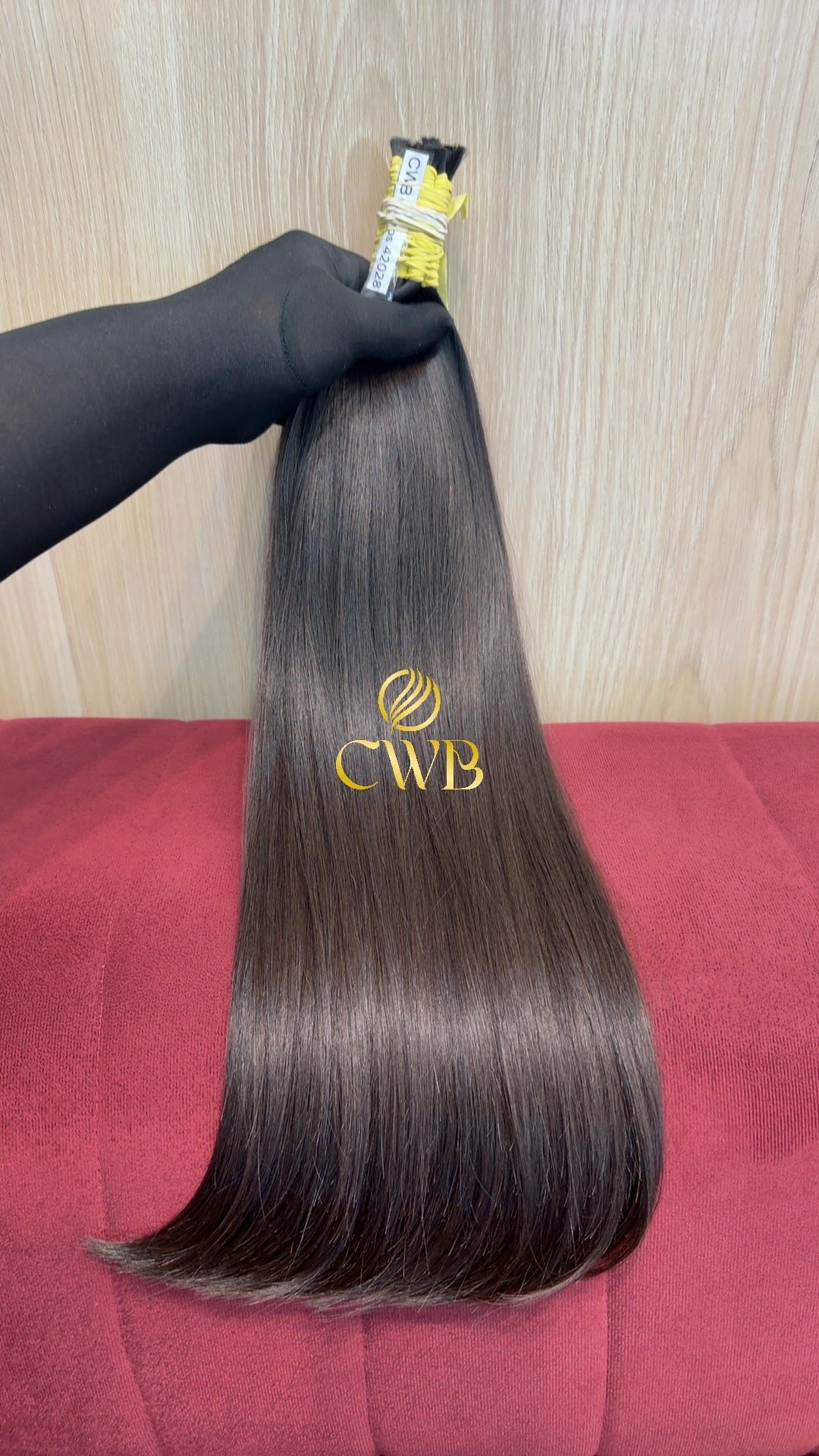 Cabelo castanho escuro 54cm sendo medido — 162g brasileiro do Sul
