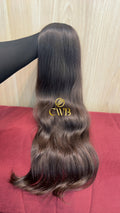 Cabelo humano natural castanho médio ondulado 65cm 132g — mega hair peça única CWB, vista de trás