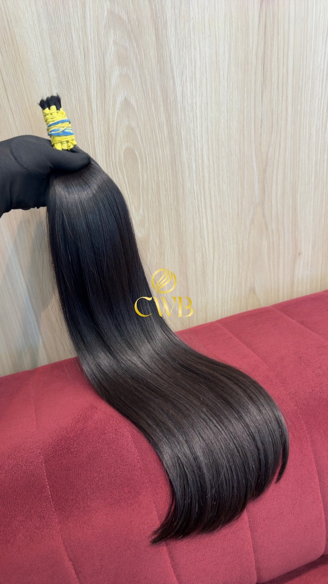 Textura do mega hair castanho médio liso natural CWB — peça única