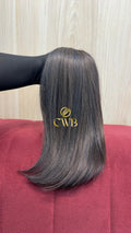 Cabelo humano natural castanho médio liso 40cm 71g — mega hair peça única CWB, vista de trás