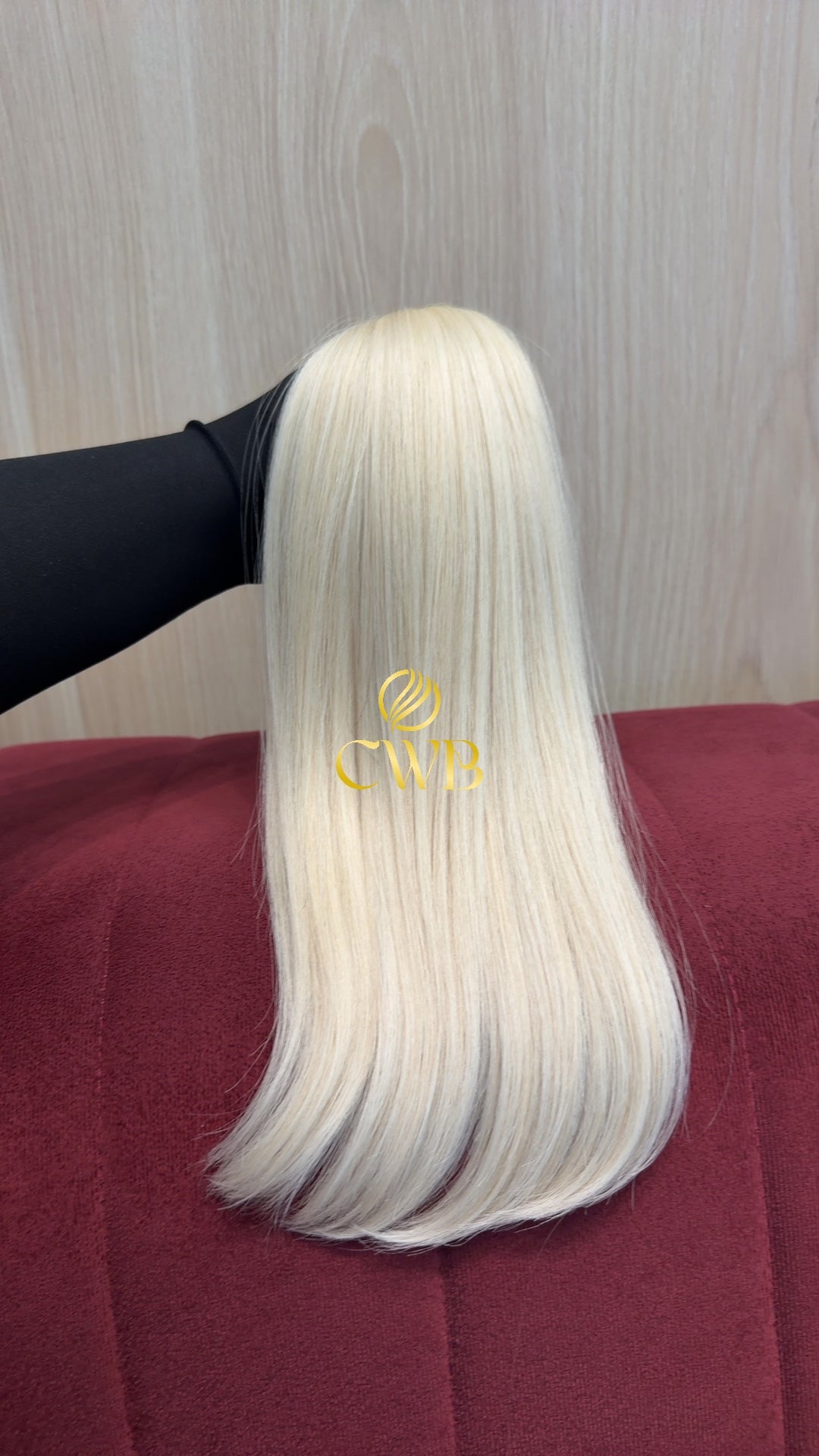 Cabelo humano natural loiro descolorido global liso 42cm 84g — mega hair peça única CWB, vista de trás