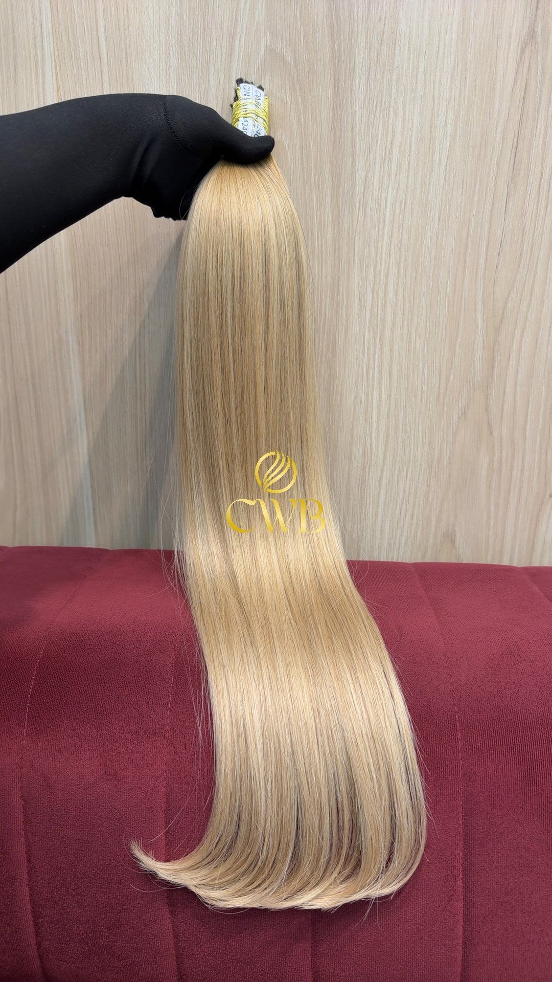Textura do mega hair loiro descolorido dourado liso natural CWB — peça única