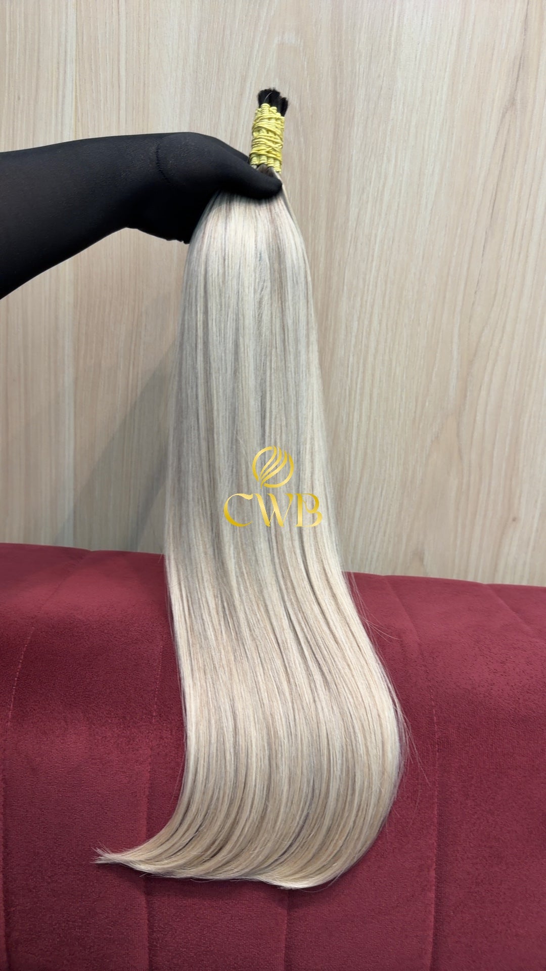 Textura do mega hair loiro descolorido mesclado liso natural CWB — peça única