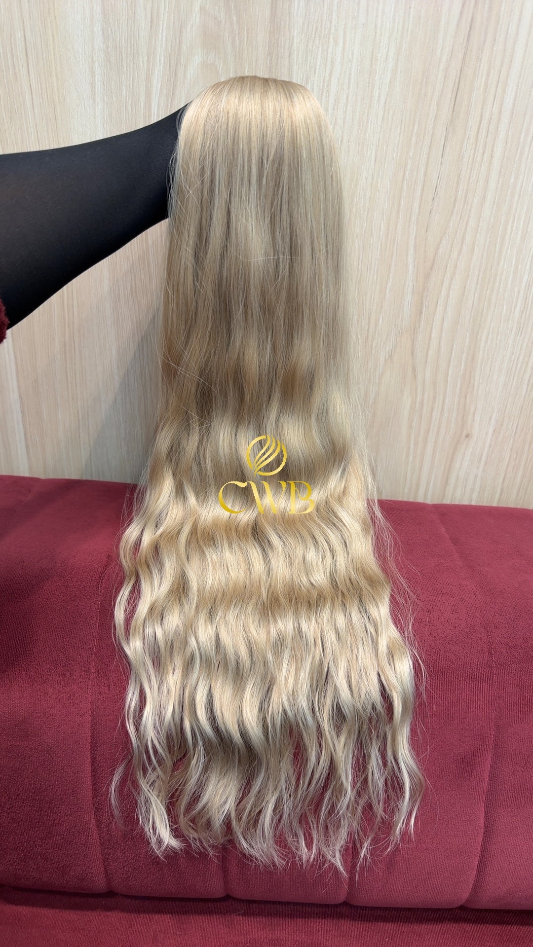 Cabelo loiro descolorido global 71cm sendo medido — 210g brasileiro do Sul