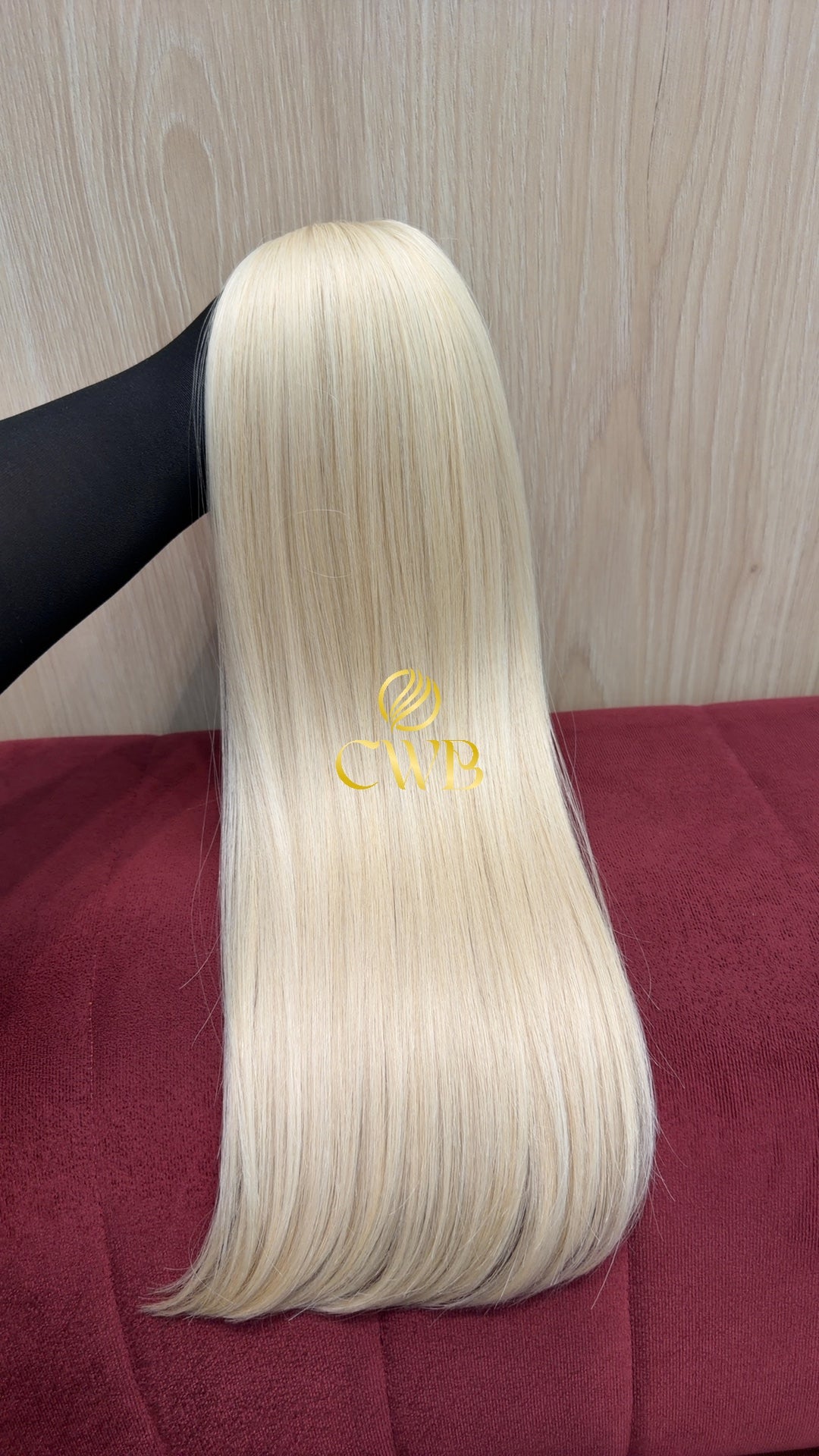 Cabelo loiro descolorido global 56cm sendo medido — 116g brasileiro do Sul
