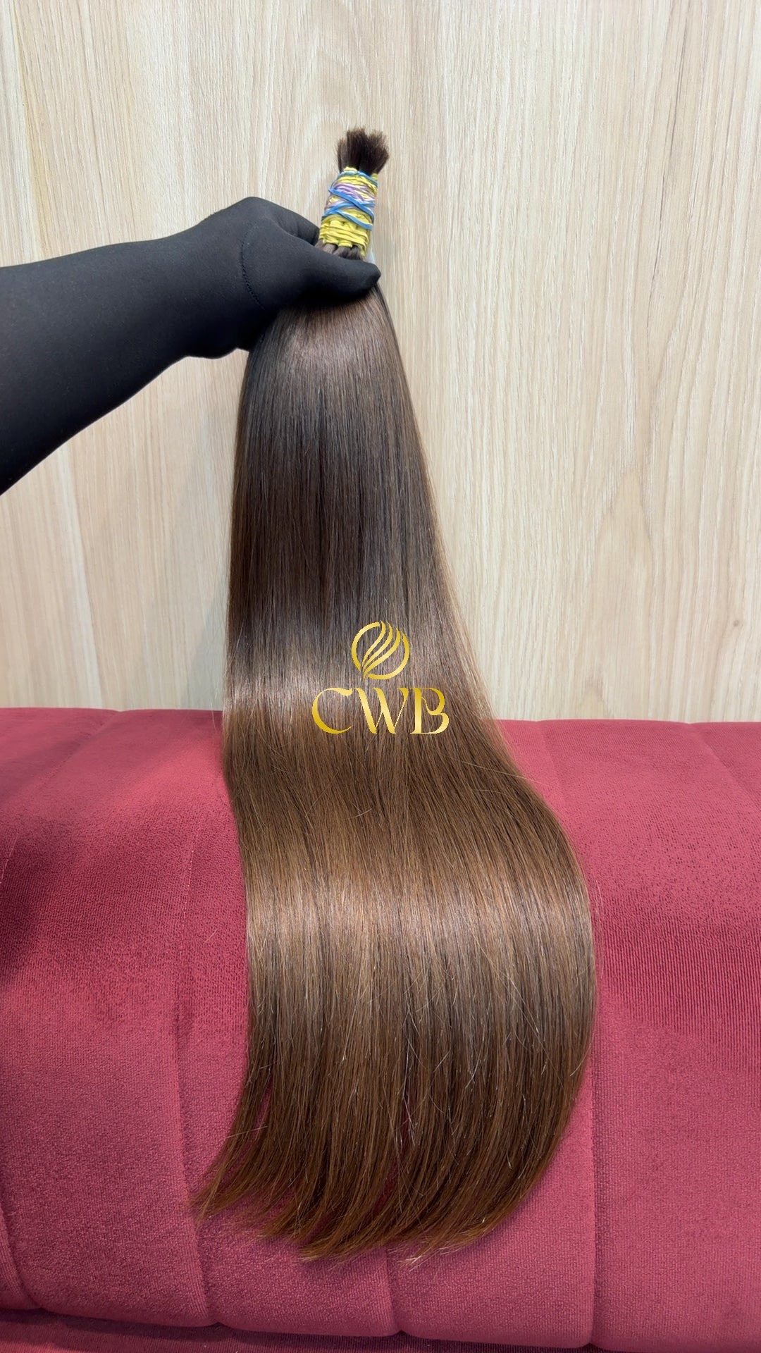 Textura do mega hair loiro médio liso natural CWB — peça única