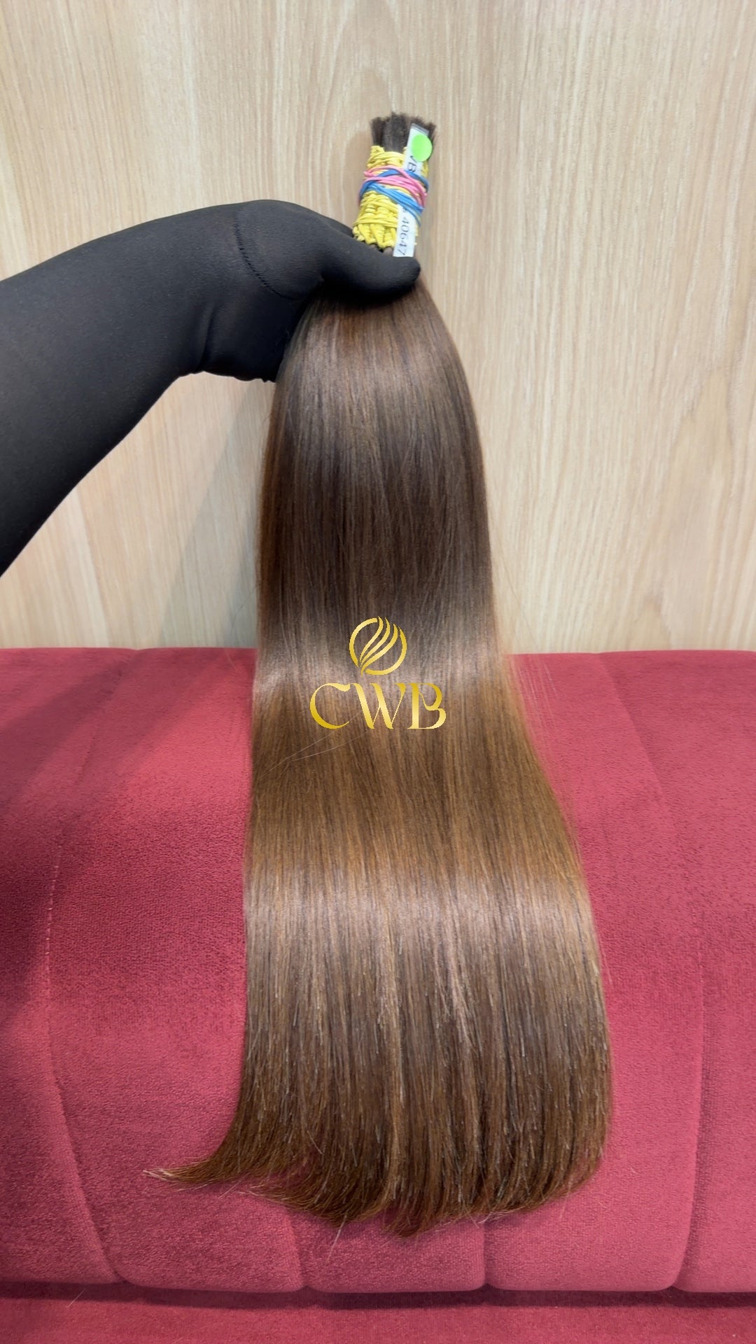 Textura do mega hair loiro médio liso natural CWB — peça única
