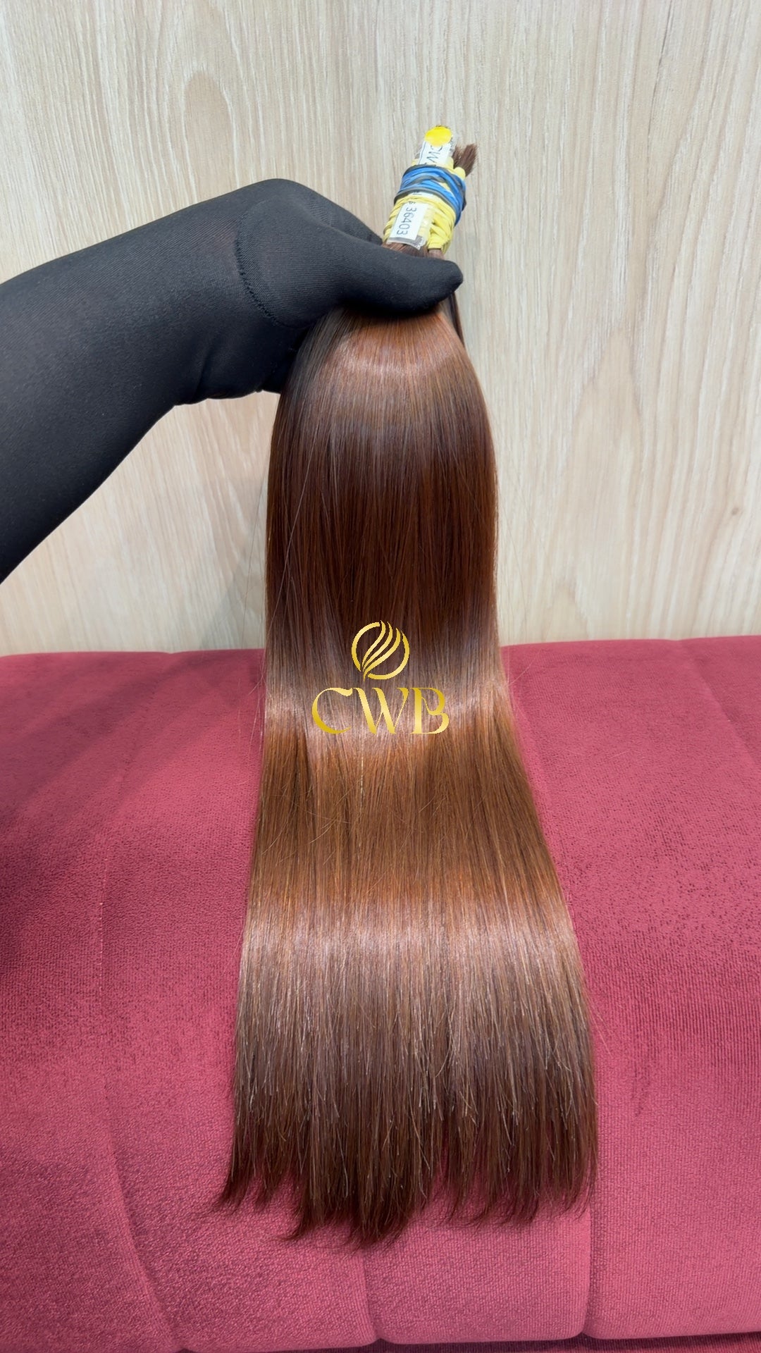 Textura do mega hair ruivo médio liso natural CWB — peça única
