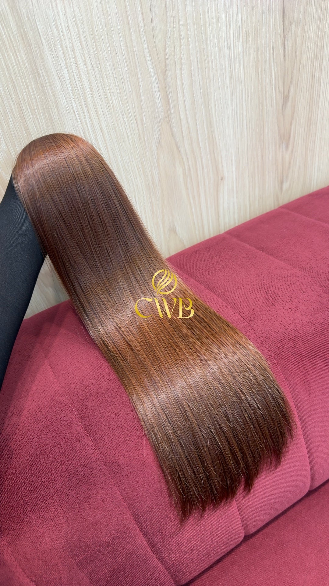 Detalhe do cabelo ruivo médio liso 54cm — CWB Cabelos