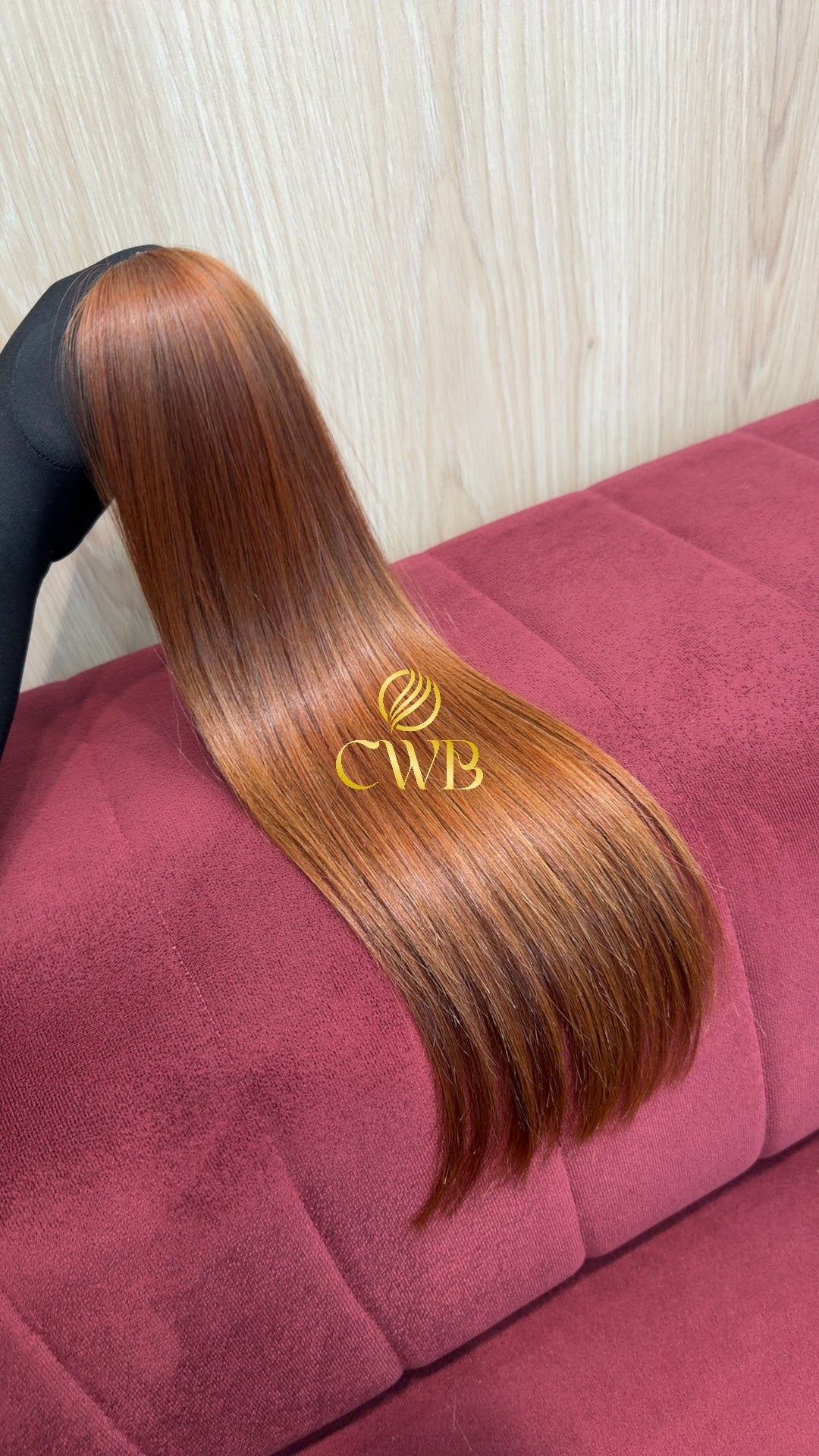 Detalhe do cabelo ruivo claro liso 48cm — CWB Cabelos