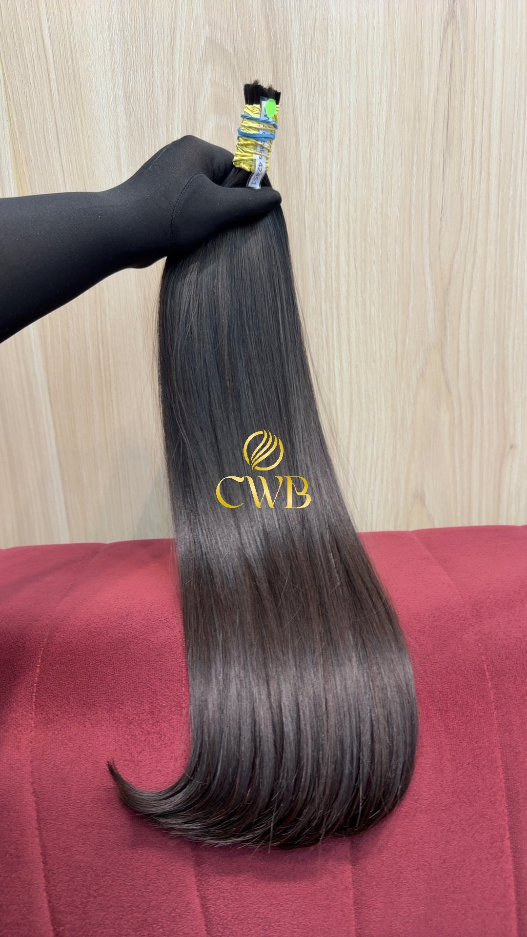 Textura do mega hair castanho médio liso natural CWB — peça única