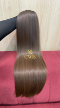Cabelo humano natural loiro escuro liso 61cm 158g — mega hair peça única CWB, vista de trás