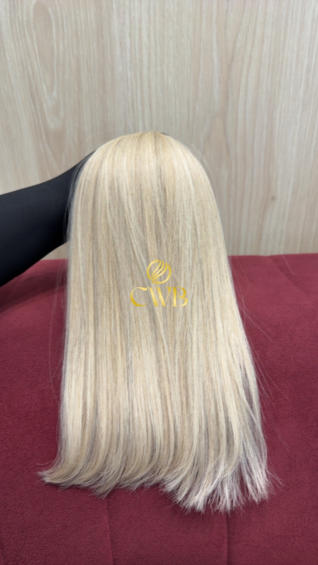 Cabelo humano natural loiro descolorido mesclado 40cm 99g — mega hair peça única CWB, vista de trás