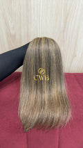Cabelo humano natural loiro descolorido mesclado 38cm 73g — mega hair peça única CWB, vista de trás