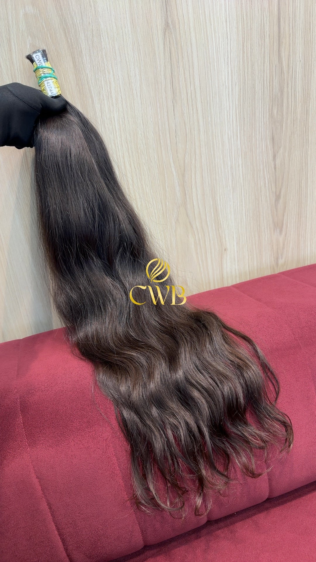 Textura do mega hair castanho médio natural CWB — peça única