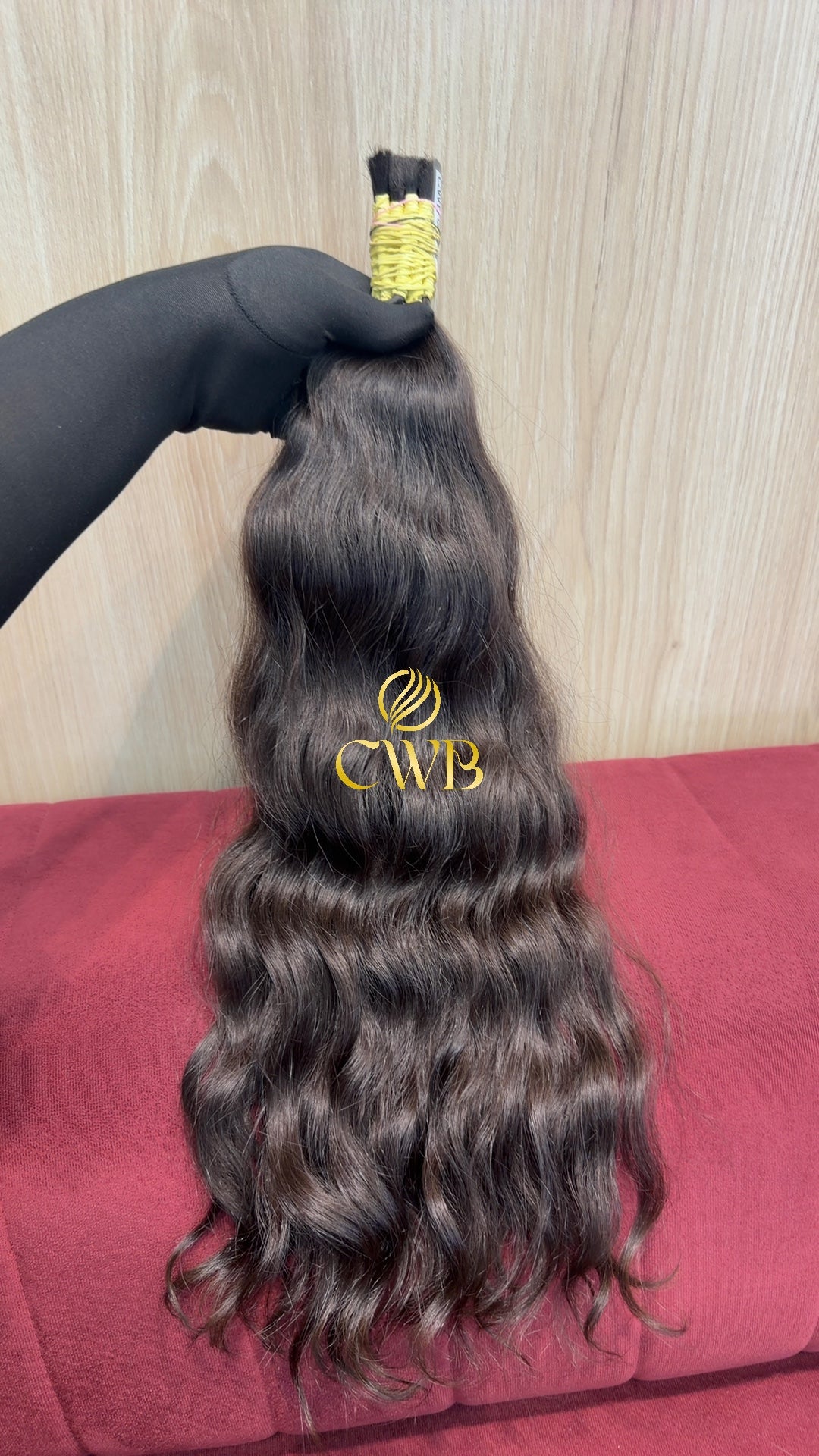 Textura do mega hair castanho médio natural CWB — peça única