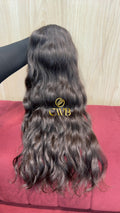 Cabelo humano natural castanho médio 56cm 156g — mega hair peça única CWB, vista de trás
