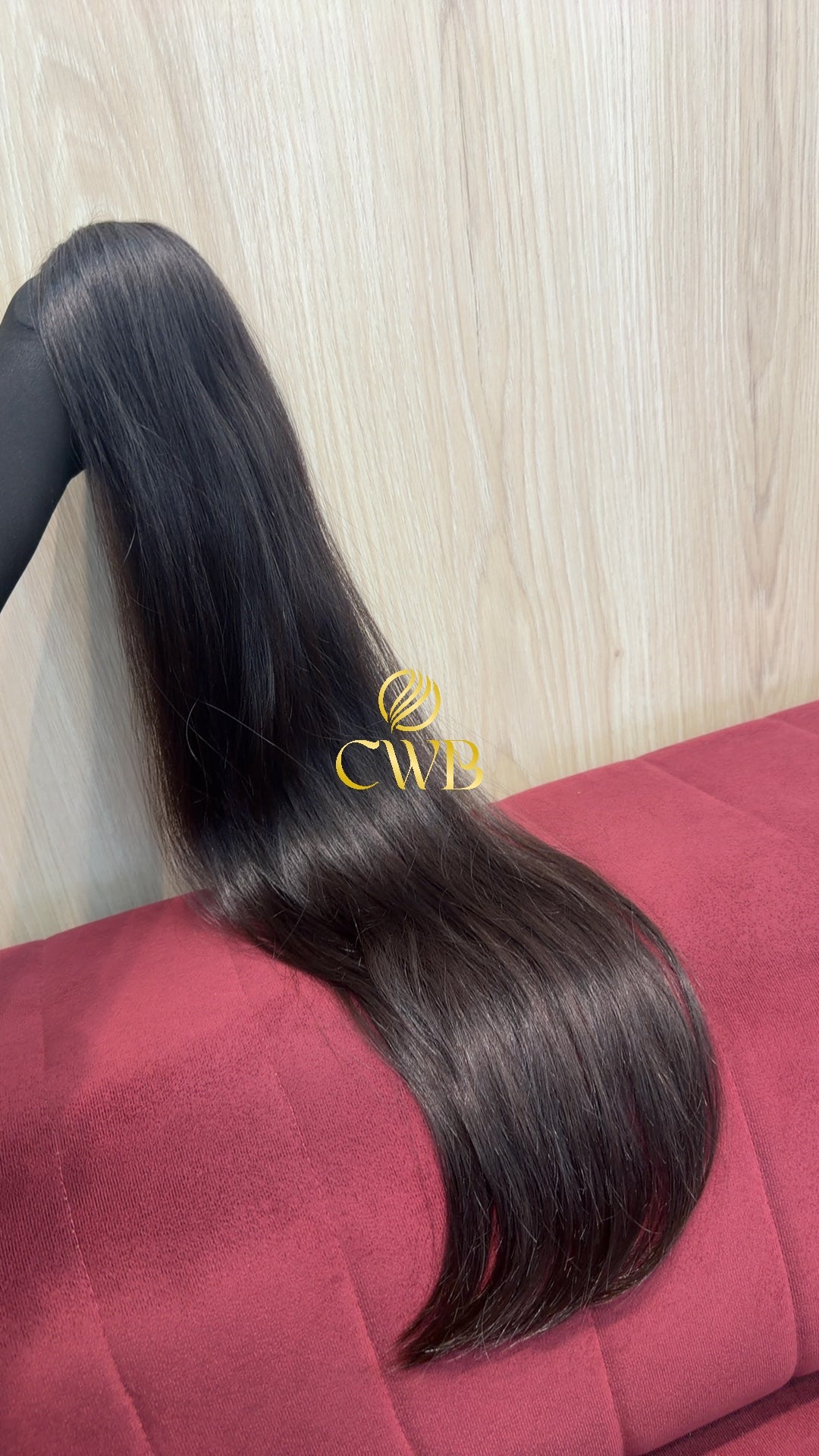 Cabelo castanho escuro 76cm sendo medido — 91g brasileiro do Sul