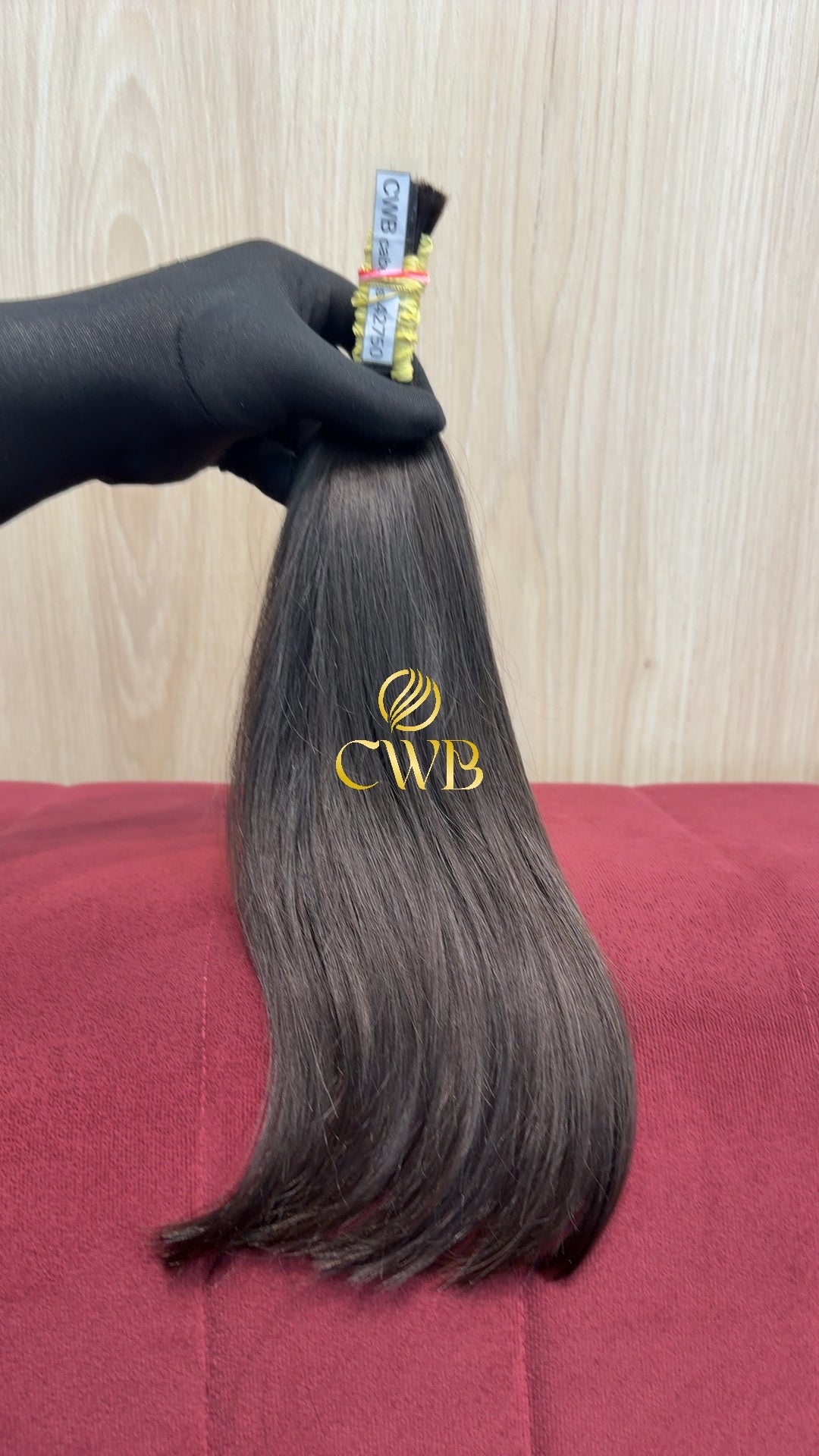 Textura do mega hair castanho médio natural CWB — peça única