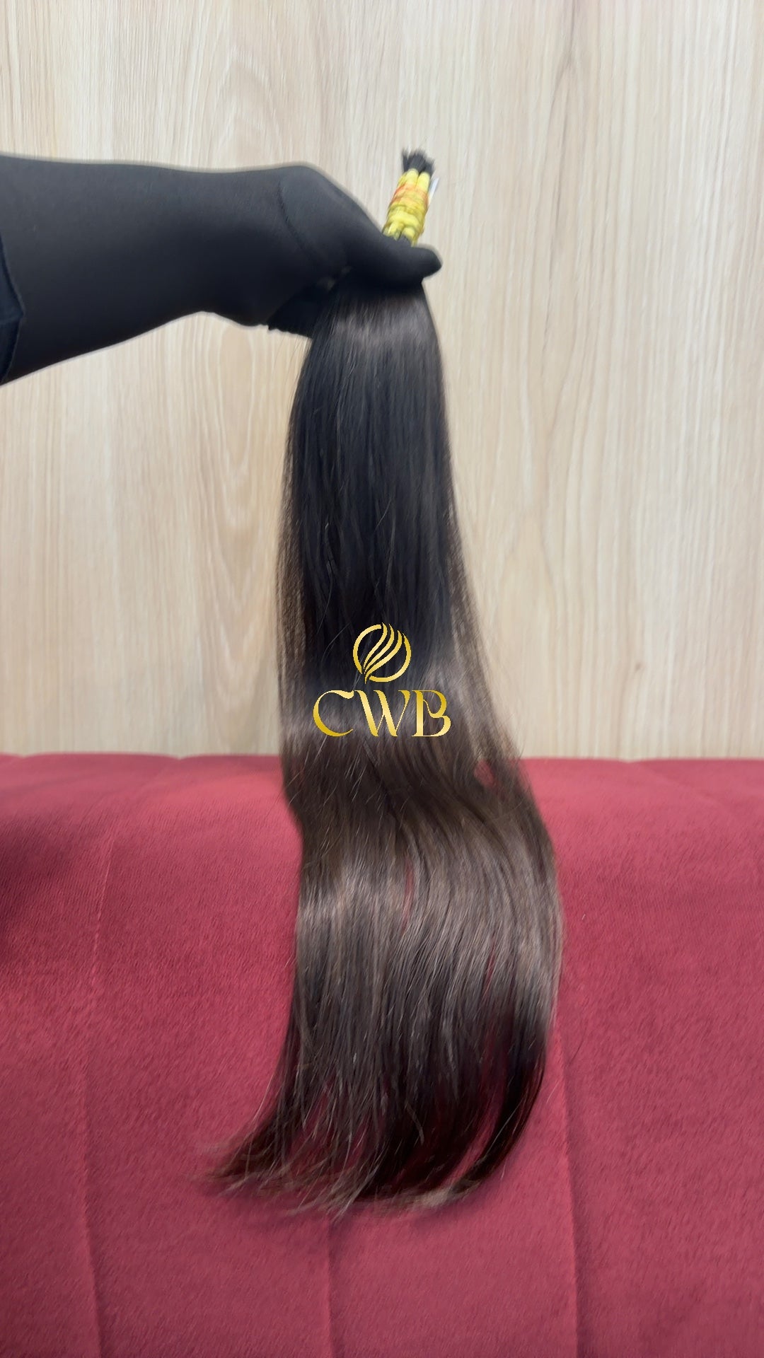 Textura do mega hair castanho médio natural CWB — peça única