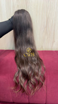 Cabelo humano natural castanho claro ondulado 60cm 88g — mega hair peça única CWB, vista de trás