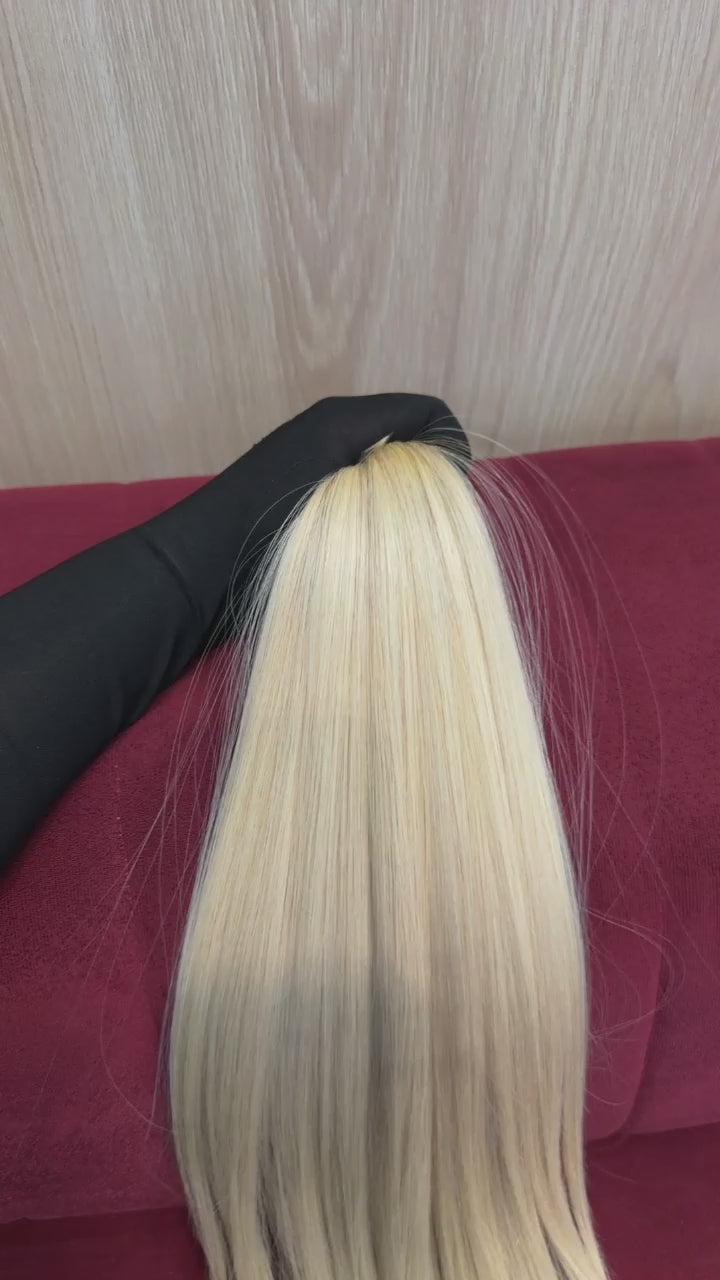 Cabelo Loiro Descolorido Raiz Esfumada 60cm 144g Brasileiro do Sul